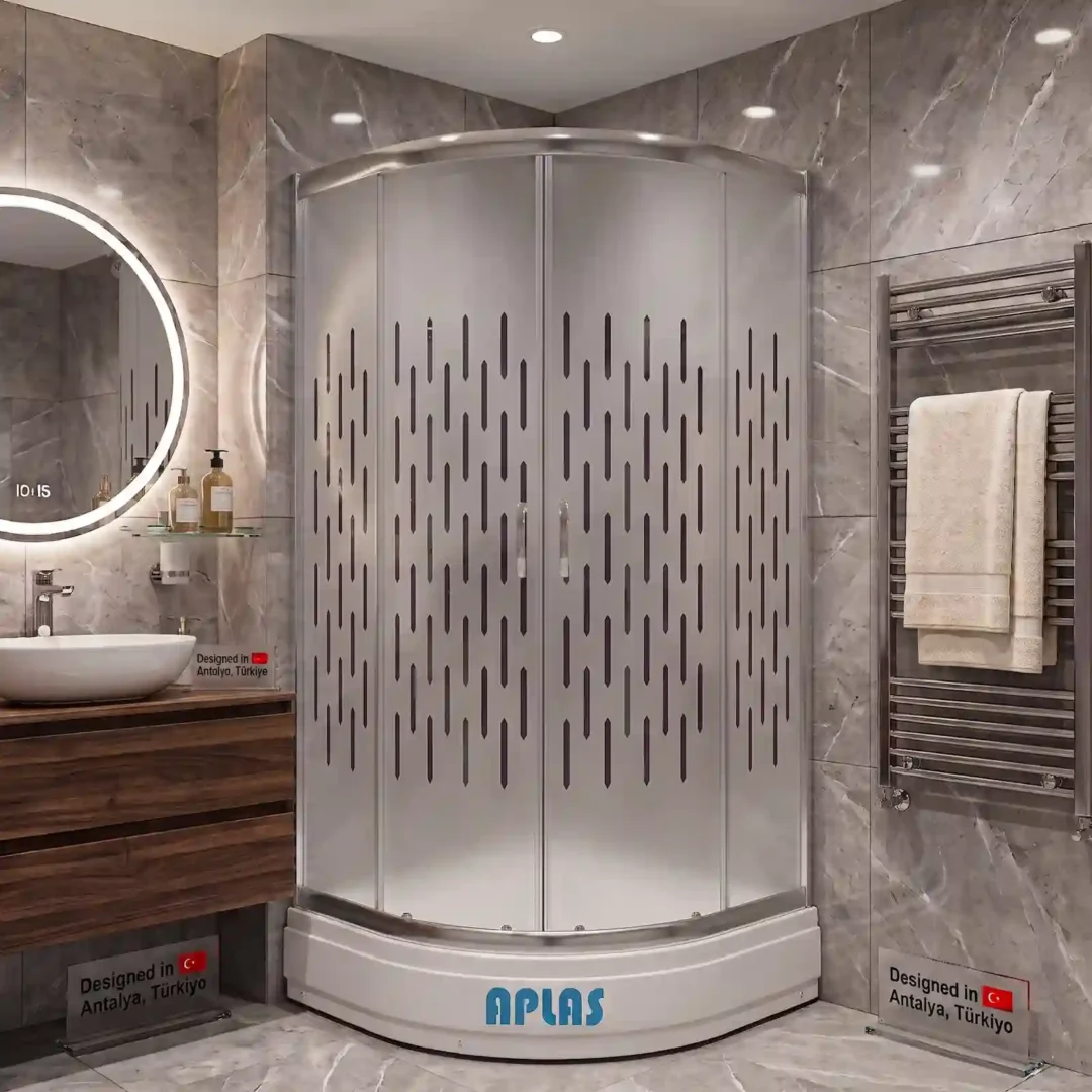 Antalya A Plas geometrik çizgili oval duşakabin