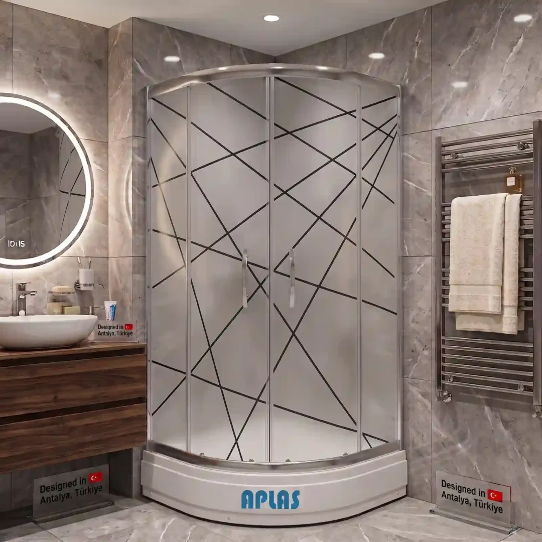 Antalya A Plas çapraz çizgili oval duşakabin
