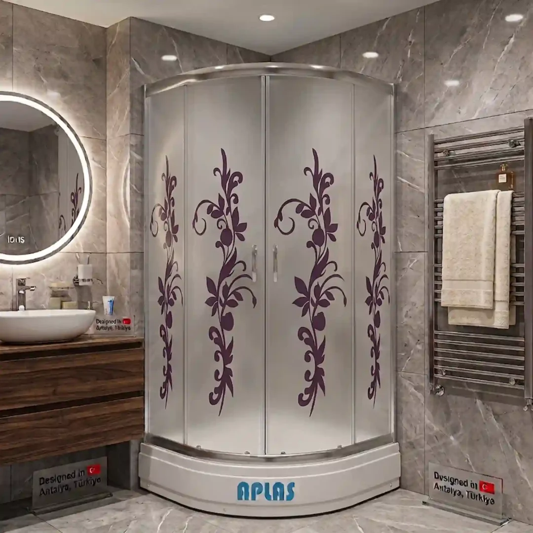 Antalya A Plas mor çiçekli oval duşakabin uygulaması