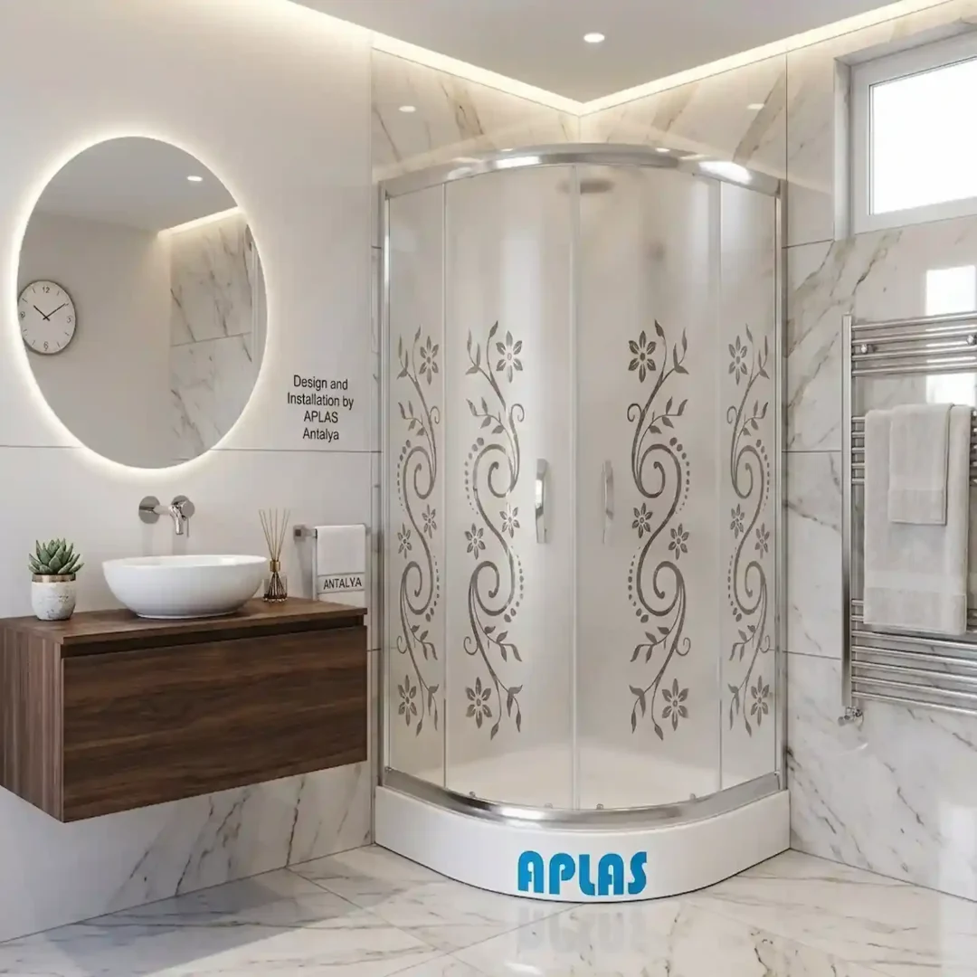 Sarmaşık çiçek desenli duşakabin uygulaması – A Plas Antalya
